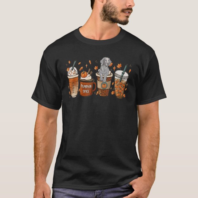 Cutes Weimaraner With Pumpkin Spice Latte Fall Cof T-Shirt (Front)