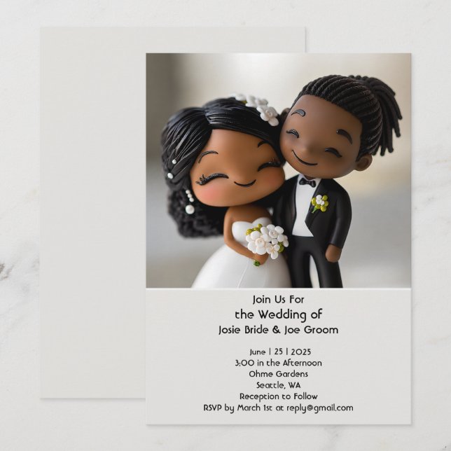 Cutest African American wedding invitation 2.0 (Front/Back)