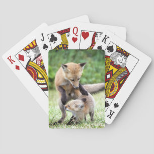 Cutest Baby Animals Adorable Fox Kit & Mama Playing Cards