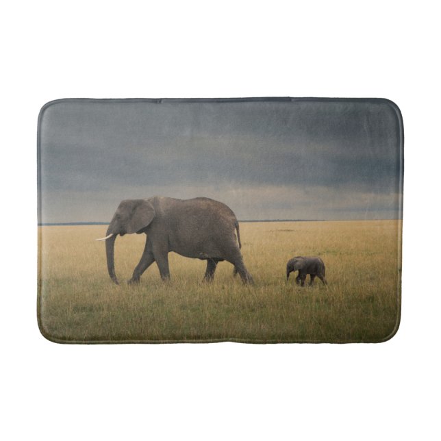 Cutest Baby Animals | African Elephant Family Bath Mat (Front)