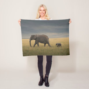 Cutest Baby Animals   African Elephant Family Fleece Blanket
