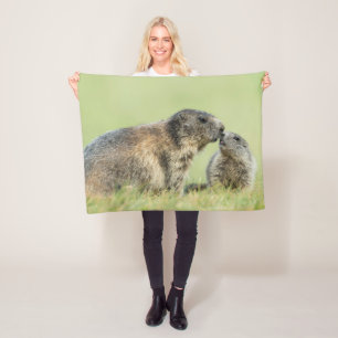Cutest Baby Animals Alpine Marmot Family Fleece Blanket