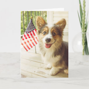 Cutest Baby Animals American Flag Corgi Card