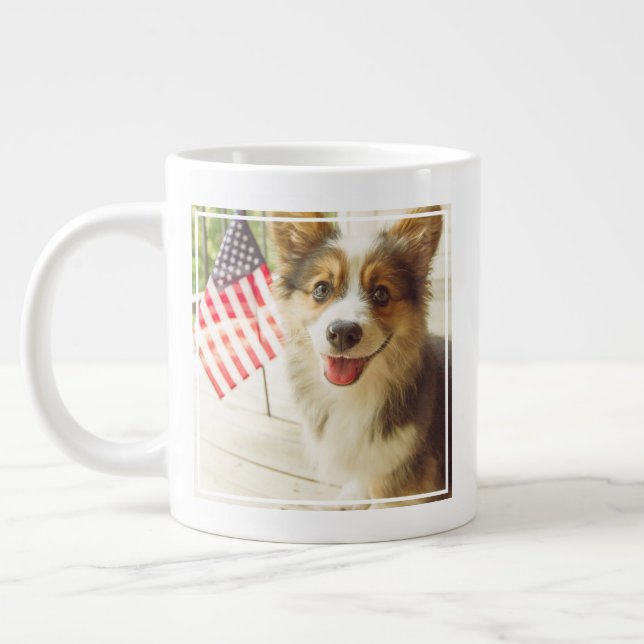 Cutest Baby Animals | American Flag Corgi Large Coffee Mug (Left)