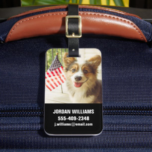Cutest Baby Animals American Flag Corgi Luggage Tag
