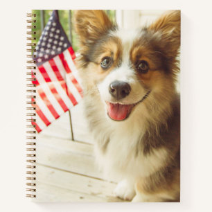 Cutest Baby Animals   American Flag Corgi Notebook