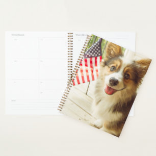 Cutest Baby Animals American Flag Corgi Planner