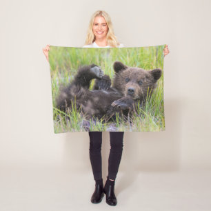 Cutest Baby Animals Baby Brown Bear Cub Fleece Blanket