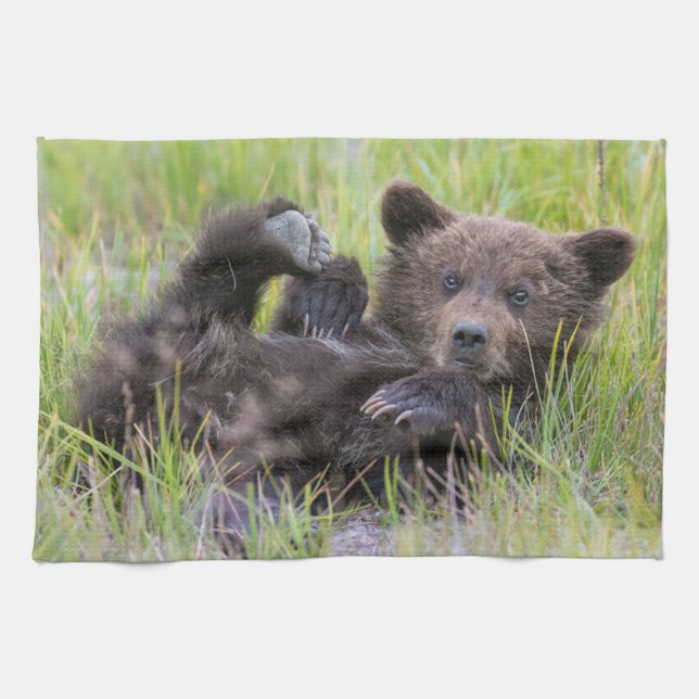 Cutest Baby Animals | Baby Brown Bear Cub Tea Towel (Horizontal)