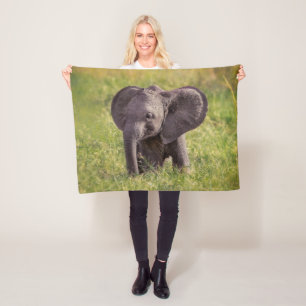 Cutest Baby Animals Baby Elephant Kenya Africa Fleece Blanket