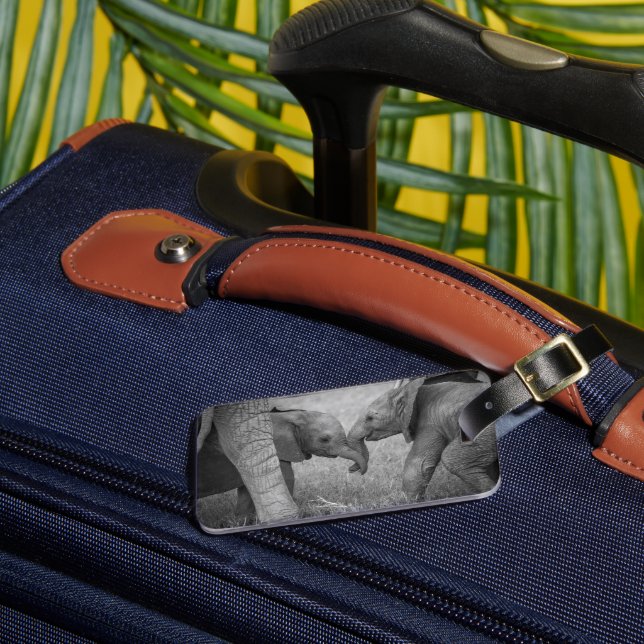 Cutest Baby Animals | Baby Elephants Greeting Luggage Tag (Front Insitu 3)