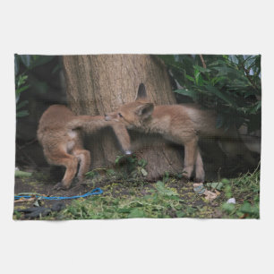 Cutest Baby Animals   Baby Foxes Playing Tea Towel