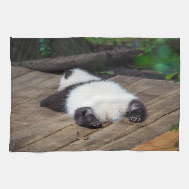 Cutest Baby Animals | Baby Giant Panda Sleeping Tea Towel (Horizontal)