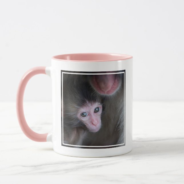 Cutest Baby Animals | Baby Macaque Monkey & Mother Mug (Left)