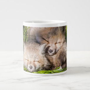 Cutest Baby Animals Baby Red Fox Kits Sleeping Large Coffee Mug