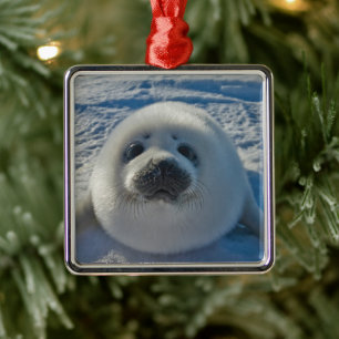 Cutest Baby Animals Baby Seal Metal Tree Decoration