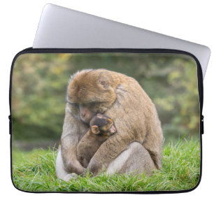 Cutest Baby Animals   Barbary Macaque Family Laptop Sleeve