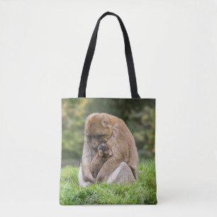 Cutest Baby Animals   Barbary Macaque Family Tote Bag