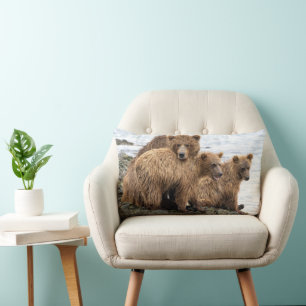 Cutest Baby Animals Bear & Cubs Lumbar Cushion