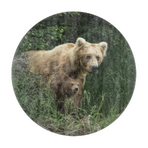Cutest Baby Animals Bear Mama Bear & Her Cubs Cutting Board
