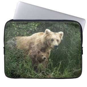 Cutest Baby Animals   Bear Mama Bear & Her Cubs Laptop Sleeve