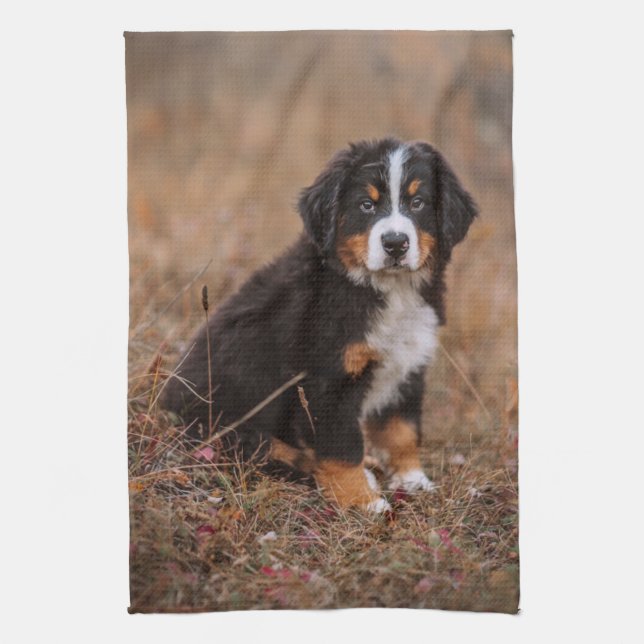 Cutest Baby Animals | Bernese Mountain Dog Tea Towel (Vertical)