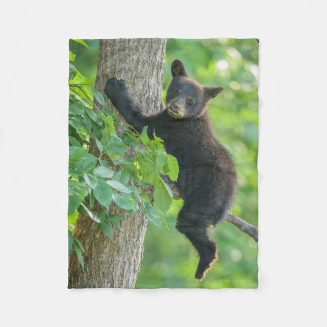 Cutest Baby Animals | Black Bear Cub Fleece Blanket (Front)