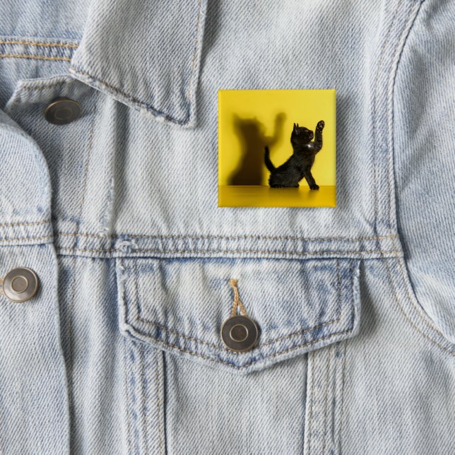 Cutest Baby Animals | Black Cat Playing 15 Cm Square Badge (In Situ)