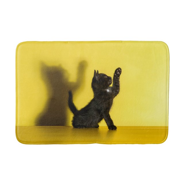 Cutest Baby Animals | Black Cat Playing Bath Mat (Front)