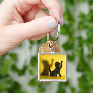 Cutest Baby Animals   Black Cat Playing Key Ring