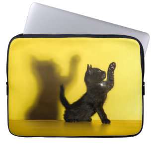 Cutest Baby Animals Black Cat Playing Laptop Sleeve