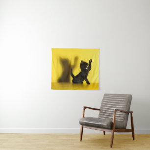 Cutest Baby Animals   Black Cat Playing Tapestry