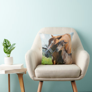 Cutest Baby Animals   Black Foal with Mum Cushion