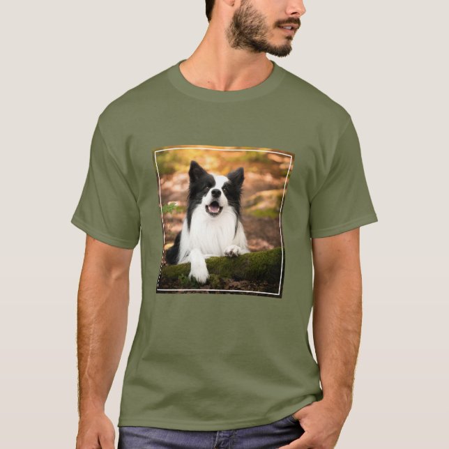 Cutest Baby Animals | Black & White Border Collie T-Shirt (Front)
