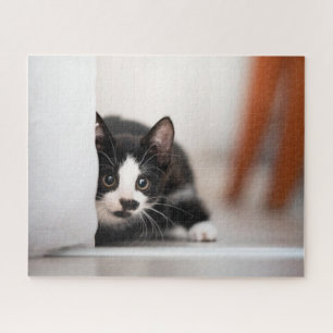 Cutest Baby Animals Black & White Kitten Jigsaw Puzzle