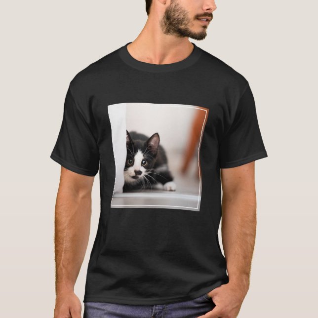 Cutest Baby Animals | Black & White Kitten T-Shirt (Front)
