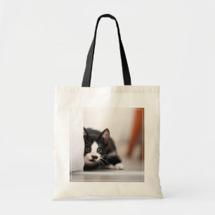 Cutest Baby Animals Black & White Kitten Tote Bag