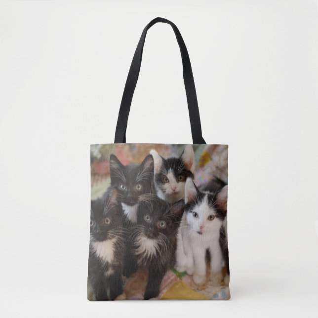 Cutest Baby Animals | Black & White Kittens Tote Bag (Front)