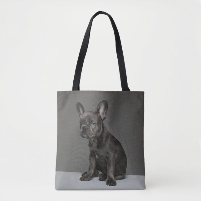 Cutest Baby Animals | Blue French Bulldog Puppy Tote Bag (Front)
