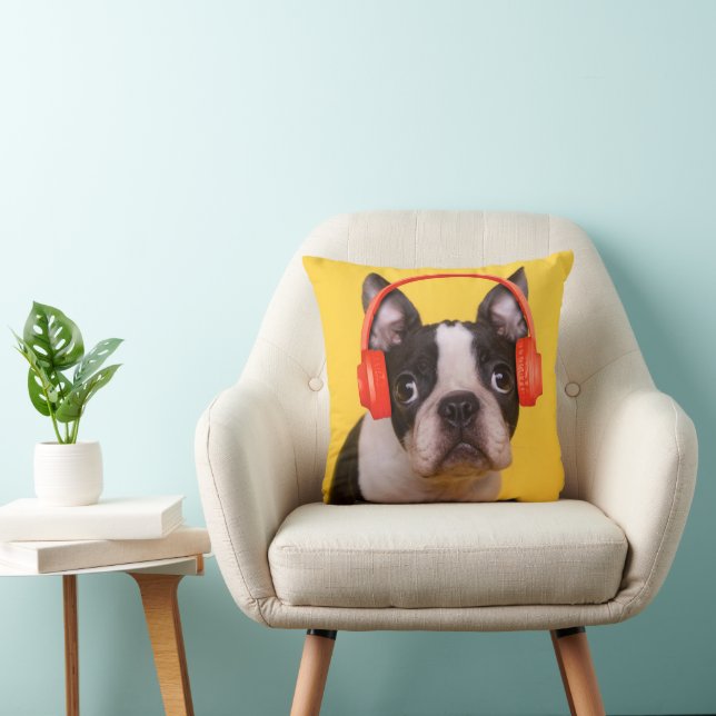 Cutest Baby Animals | Boston Terrier Headphones Cushion (Chair)