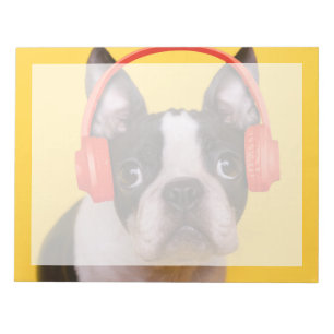 Cutest Baby Animals   Boston Terrier Headphones Notepad