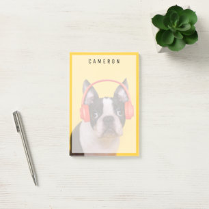 Cutest Baby Animals Boston Terrier Headphones Post-it Notes