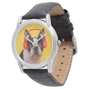 Cutest Baby Animals   Boston Terrier Headphones Watch