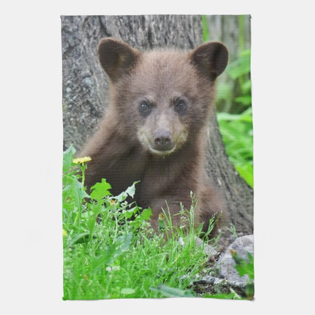 Cutest Baby Animals | Brown Bear Cub Tea Towel (Vertical)