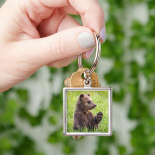 Cutest Baby Animals Brown Bear Cub Wave Key Ring