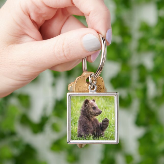 Cutest Baby Animals | Brown Bear Cub Wave Key Ring (Hand)