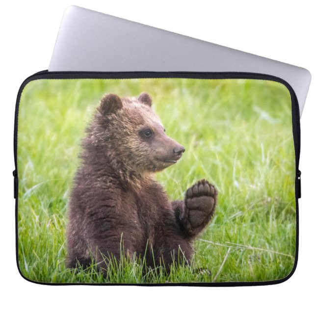 Cutest Baby Animals | Brown Bear Cub Wave Laptop Sleeve (Front)