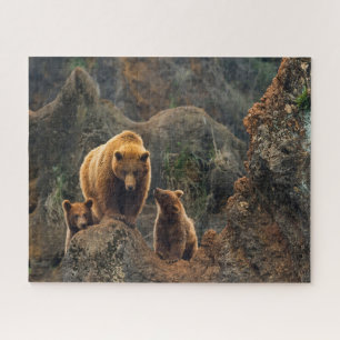 Cutest Baby Animals Brown Bear Family Jigsaw Puzzle