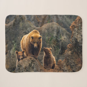 Cutest Baby Animals Brown Bear Family Sherpa Blanket