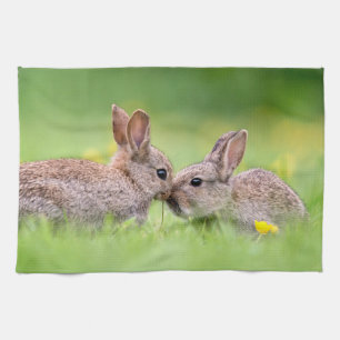 Cutest Baby Animals Bunny Kiss Tea Towel